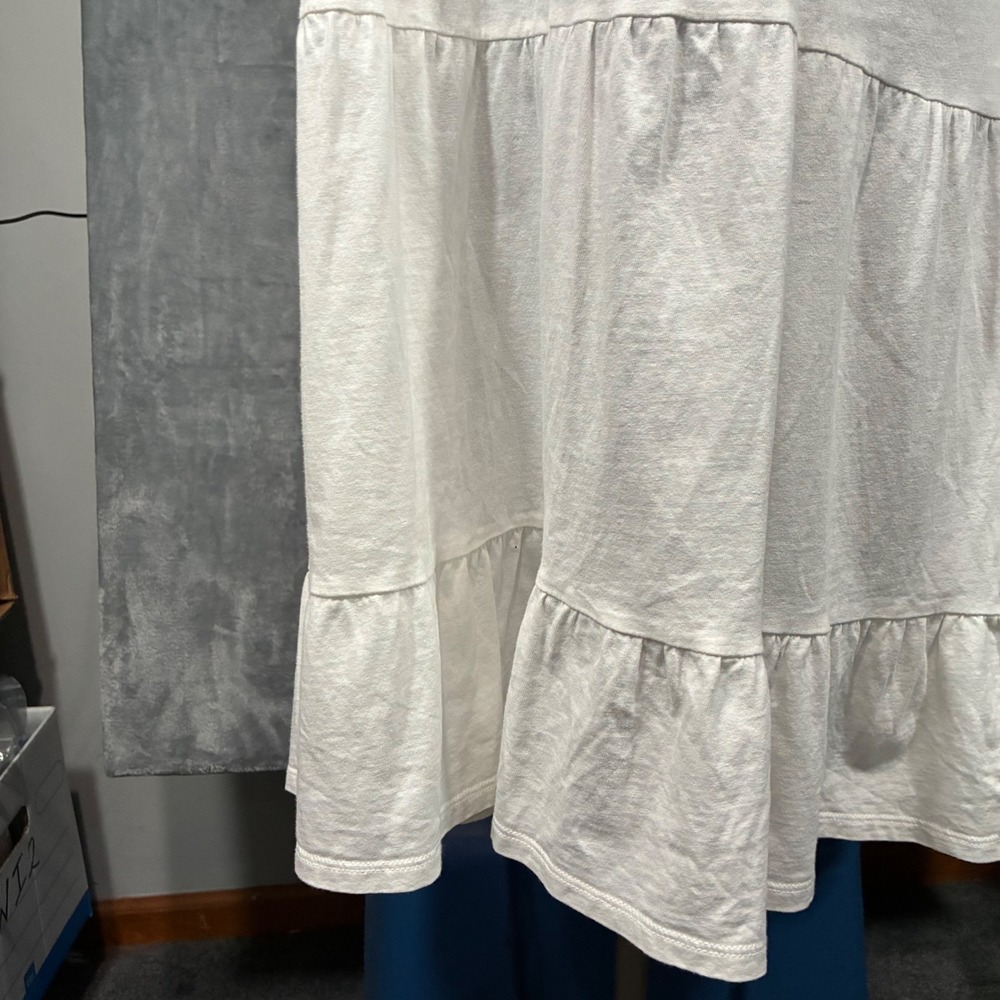 J. Crew White Tiered Ruffle Sleeve T Shirt Midi Dress Women's‎ Size S - Picture 4 of 8